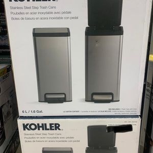 KOHLER 2pk  6L STAINLESS STEEL BIN $50